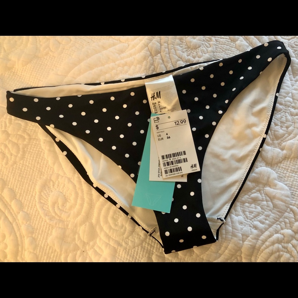 H&M black & white polka dot bikini bottoms